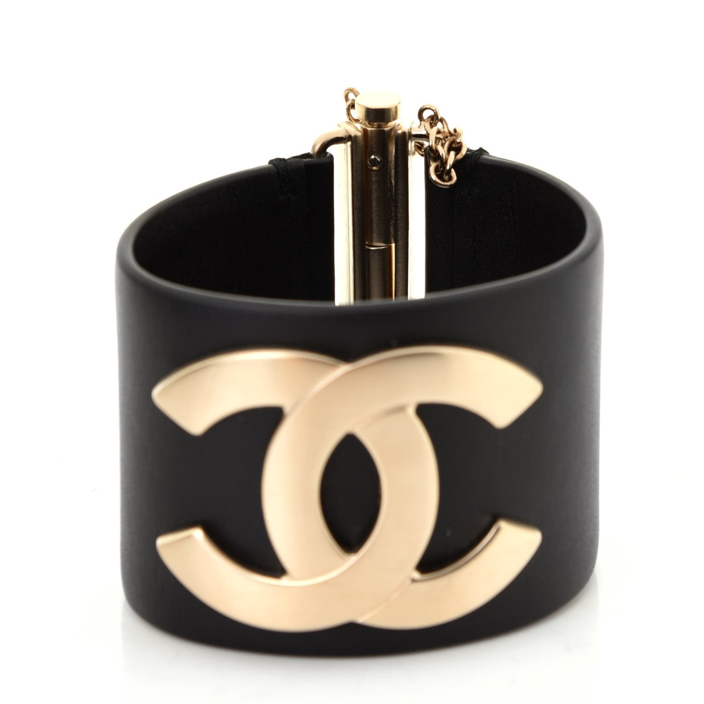 Calfskin CC Wide Cuff Black Gold