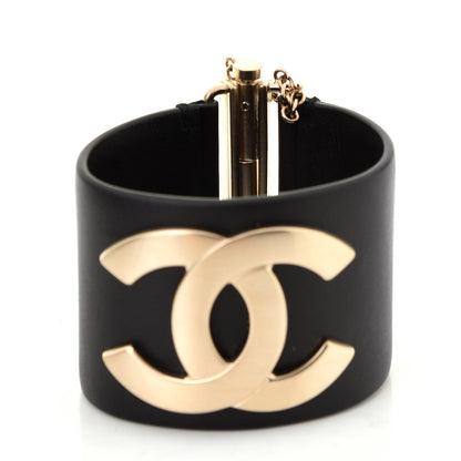 Chanel Calfskin CC Wide Cuff Black Gold 3 of 6