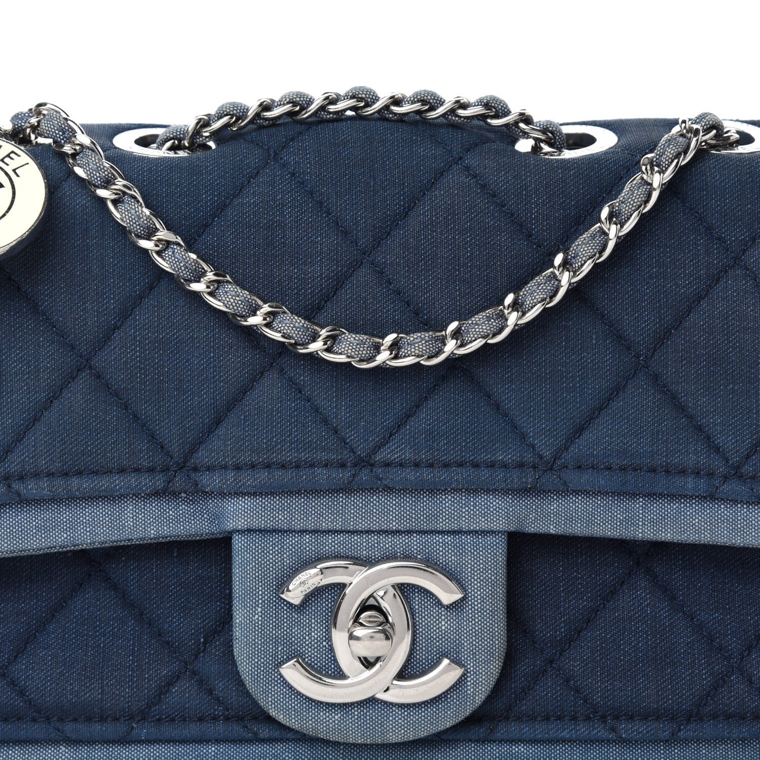 Chanel Denim Quilted Small Medallion Flap Blue 11 of 11