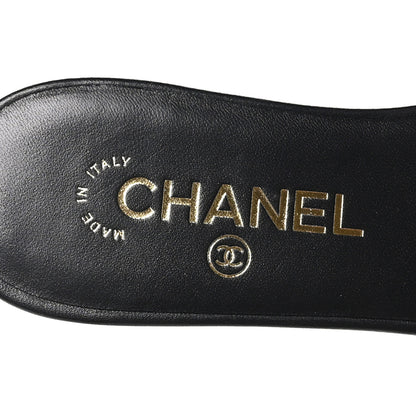 Chanel Lambskin CC Cutout Sandal Mules 37.5 Beige Black 7 of 10