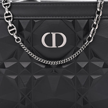 Christian Dior Calfskin Macrocannage Diamond Caro Zipped Pouch With Chain Black 11 of 13
