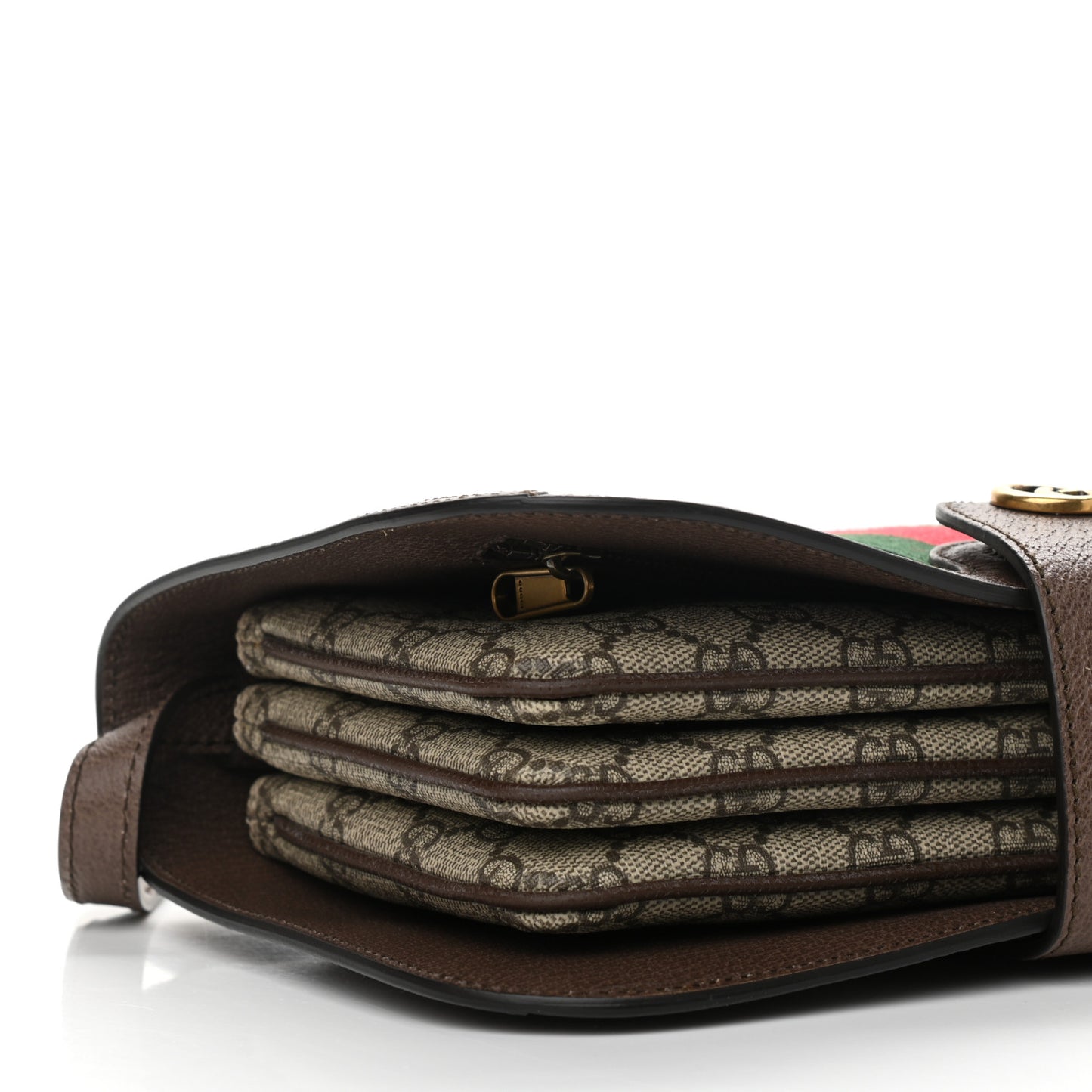 GG Supreme Monogram Web Ophidia Flap Messenger Bag Beige New Acero