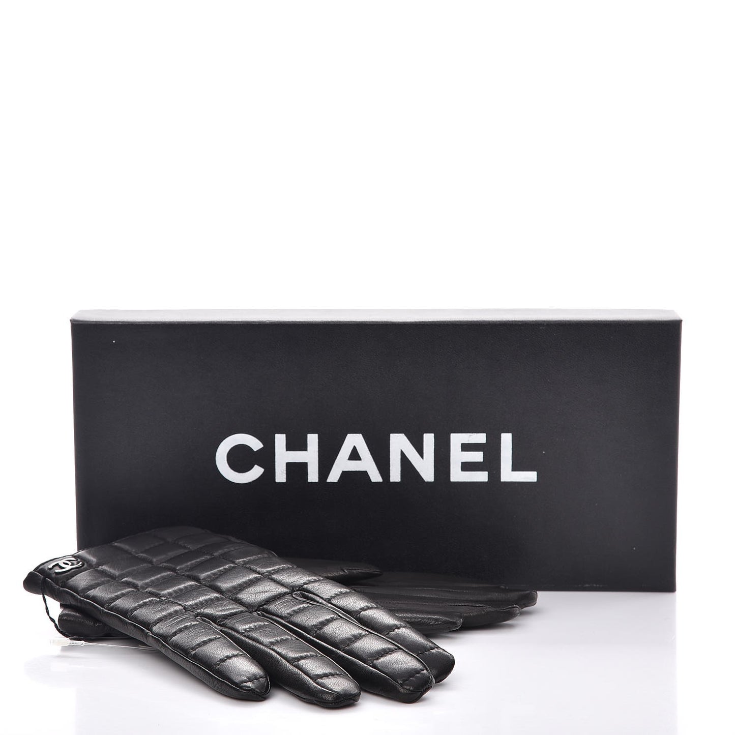 Lambskin Quilted Chocolate Bar Gloves 7 Black