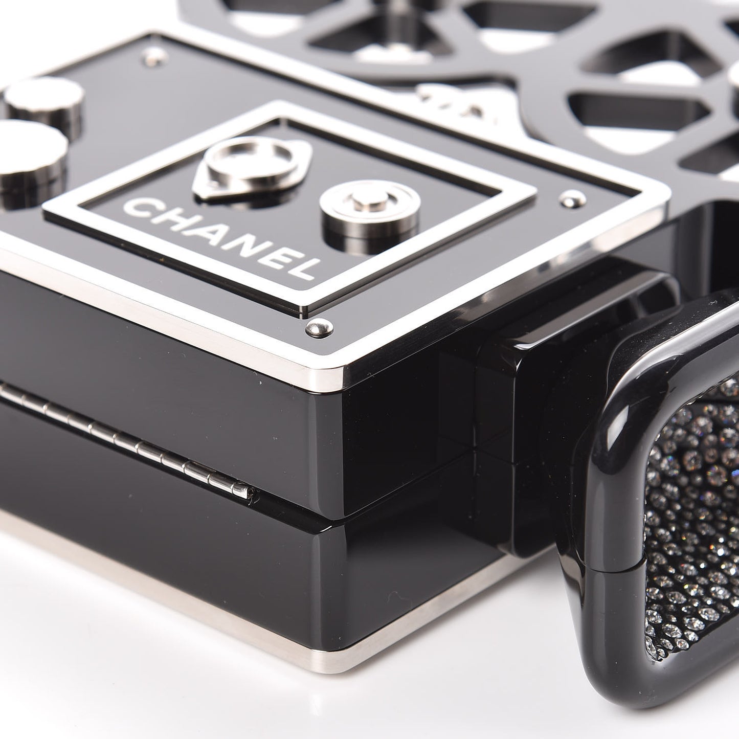Plexiglass Crystal Buonasera Film Projector Minaudiere Clutch Black