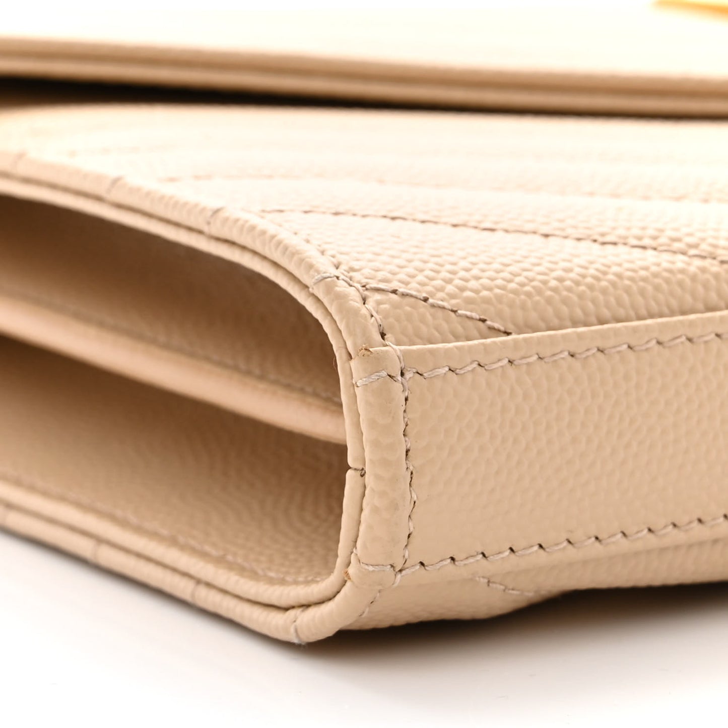 Grain De Poudre Matelasse Chevron Monogram Chain Wallet Dark Beige