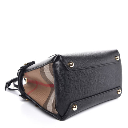 Burberry Grainy Calfskin House Check Baby Banner Tote Black 5 of 8