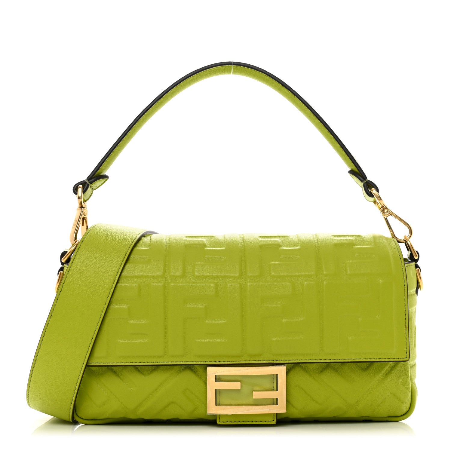 Fendi Nappa FF 1974 Embossed Baguette Wasabi 1 of 9