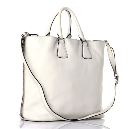 Prada Vitello Daino Side Zip Tote Talco 5 of 11
