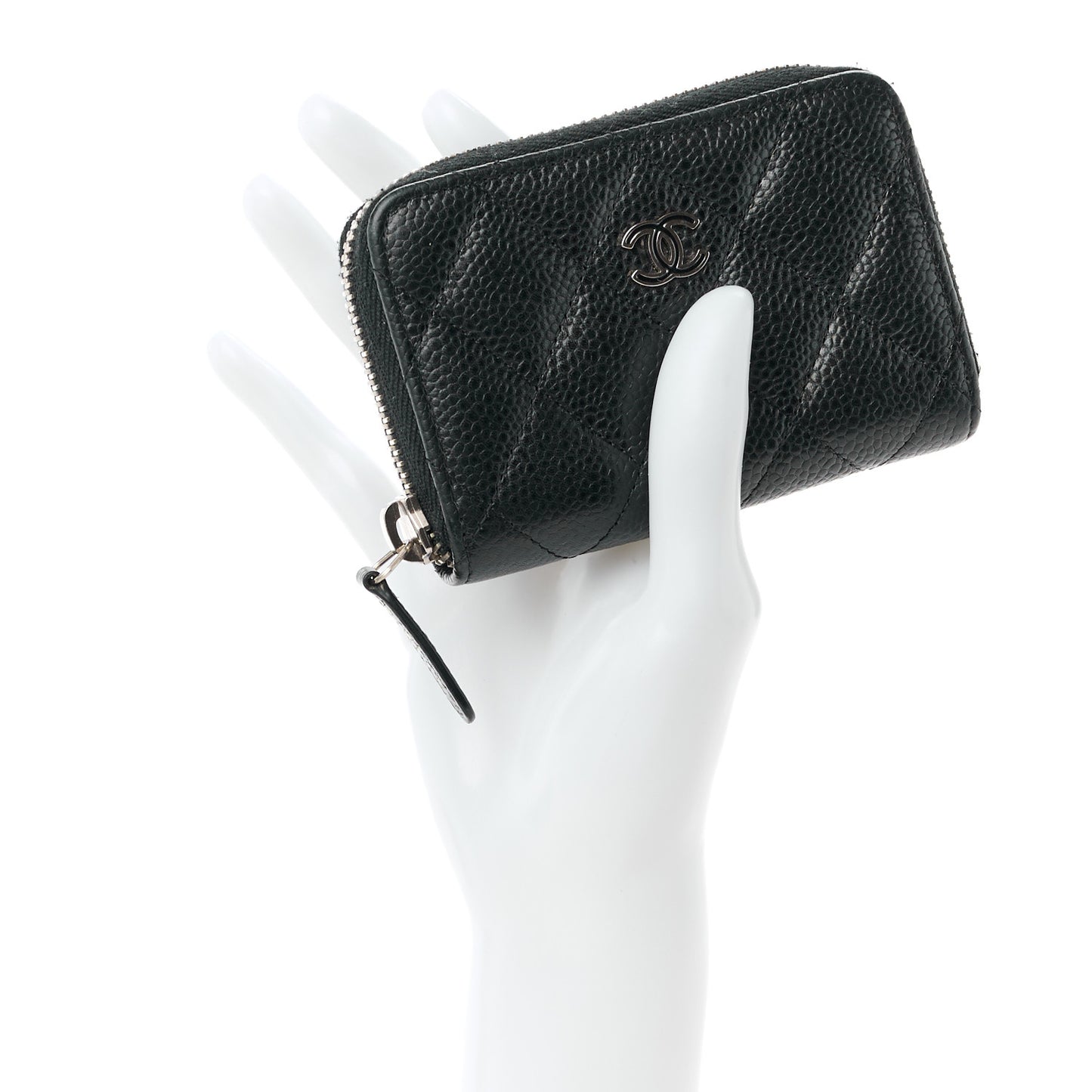 Caviar Quilted Zip Coin Purse Black