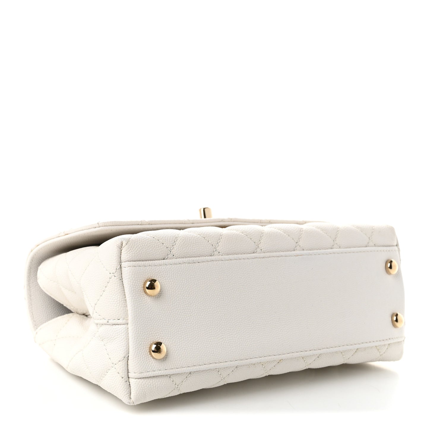 Caviar Quilted Mini Coco Handle Flap White