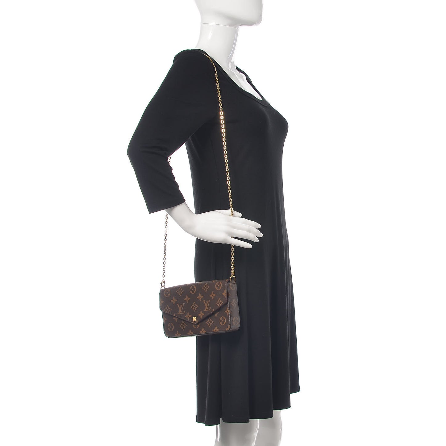 Monogram Pochette Felicie Chain Wallet Fuchsia