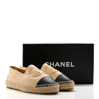 Chanel Lambskin CC Espadrilles 40 Beige Black 12 of 12