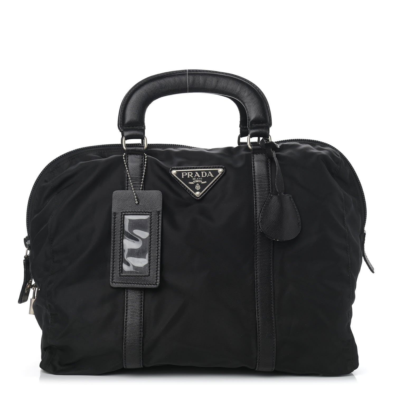 Prada Tessuto Nylon Saffiano Top Handle Bag Black 1 of 14