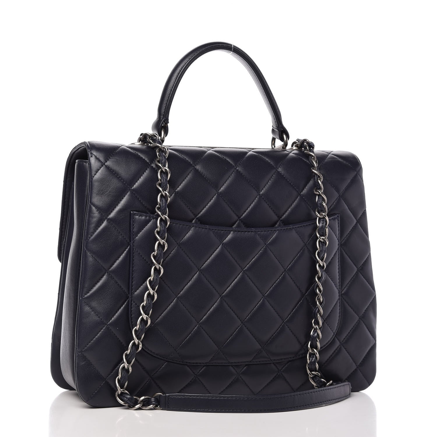 Chanel Lambskin Quilted Large Trendy CC Flap Dual Handle Bag Navy 3 of 10
