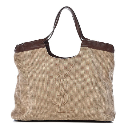 Saint Laurent Linen Belle de Jour Cabas Tote Brown 1 of 12