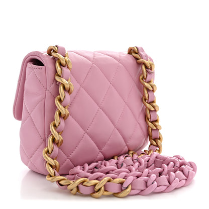 Chanel Lambskin Quilted Mini Lacquered Chain Flap Pink 3 of 10