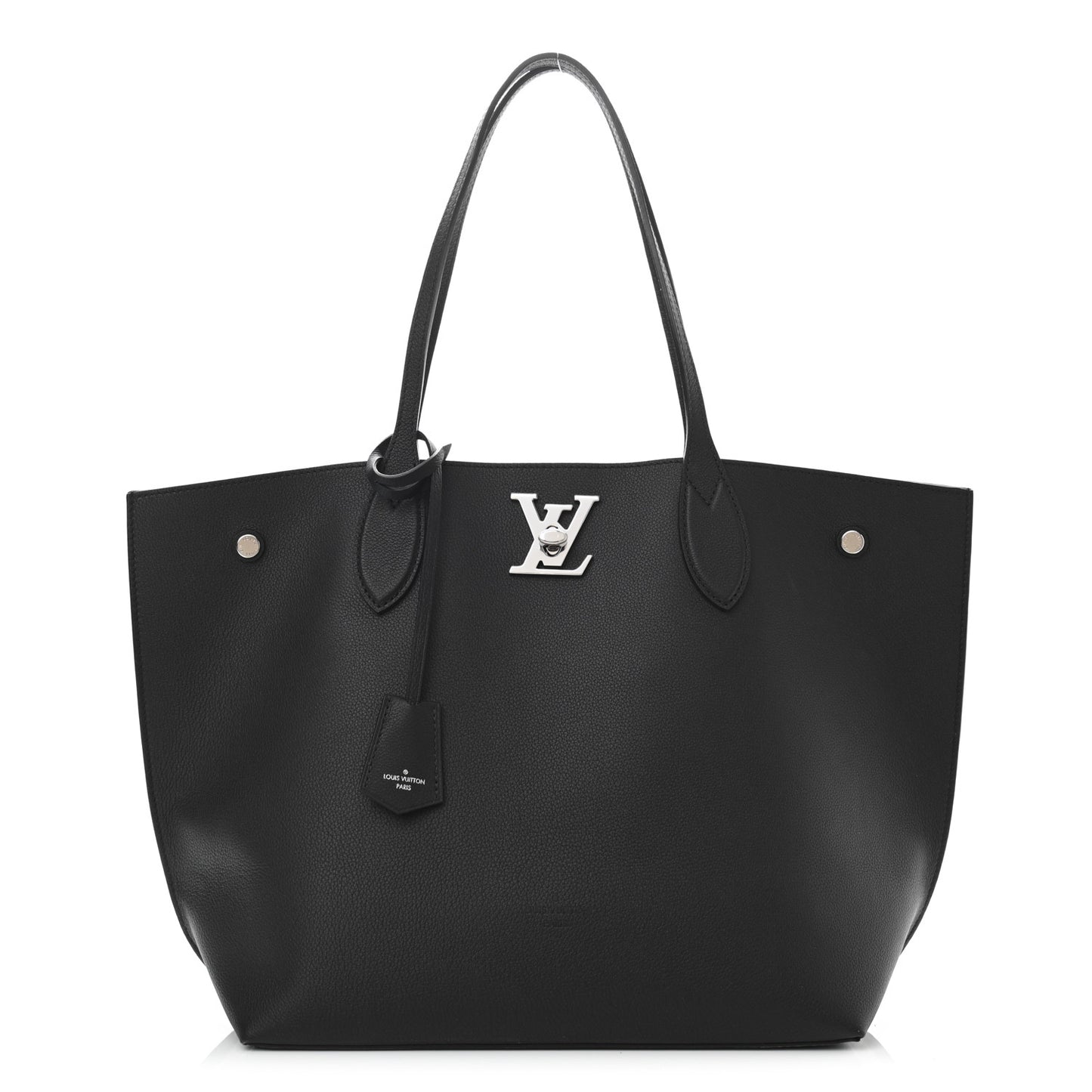 Calfskin Lockme Go Tote Black