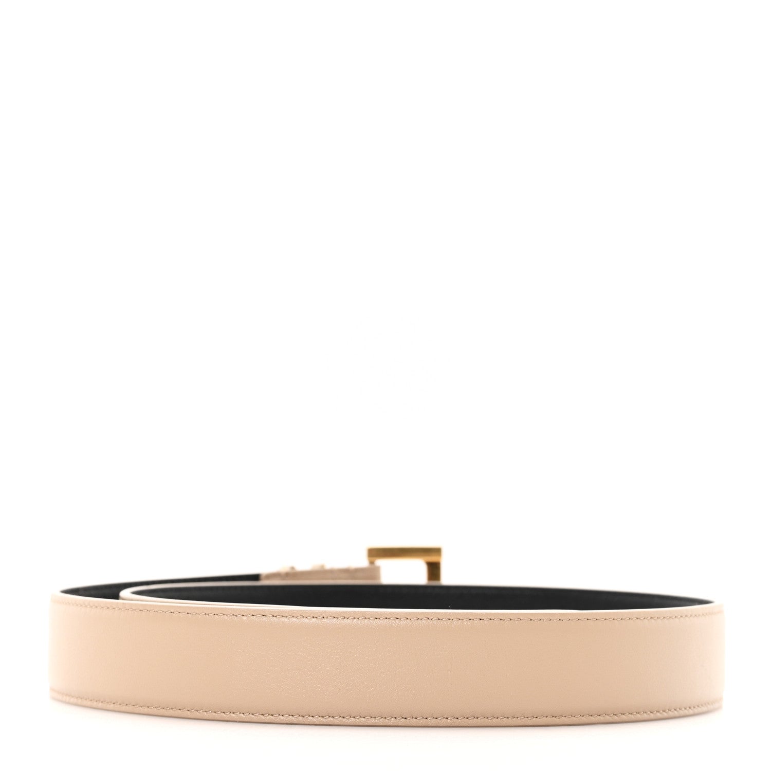 Saint Laurent Smooth Calfskin Monogram Square Buckle Belt 80 32 Dark Beige 2 of 6