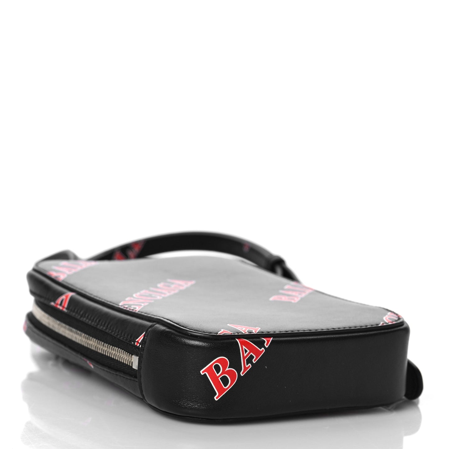 Calfskin Logo Print Cash Phone Holder Bag Black Red