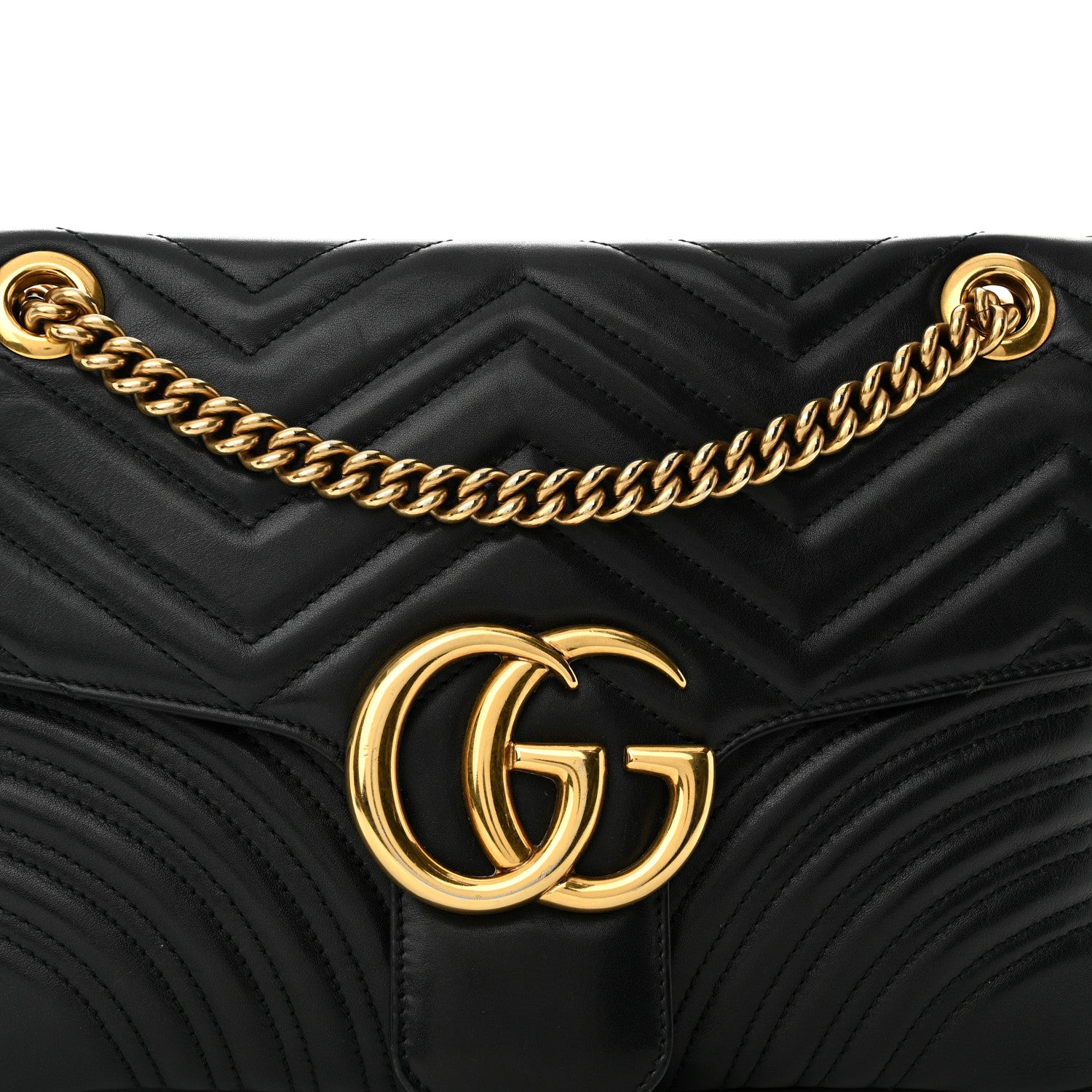 Gucci Calfskin Matelasse Medium GG Marmont Shoulder Bag Black 8 of 10