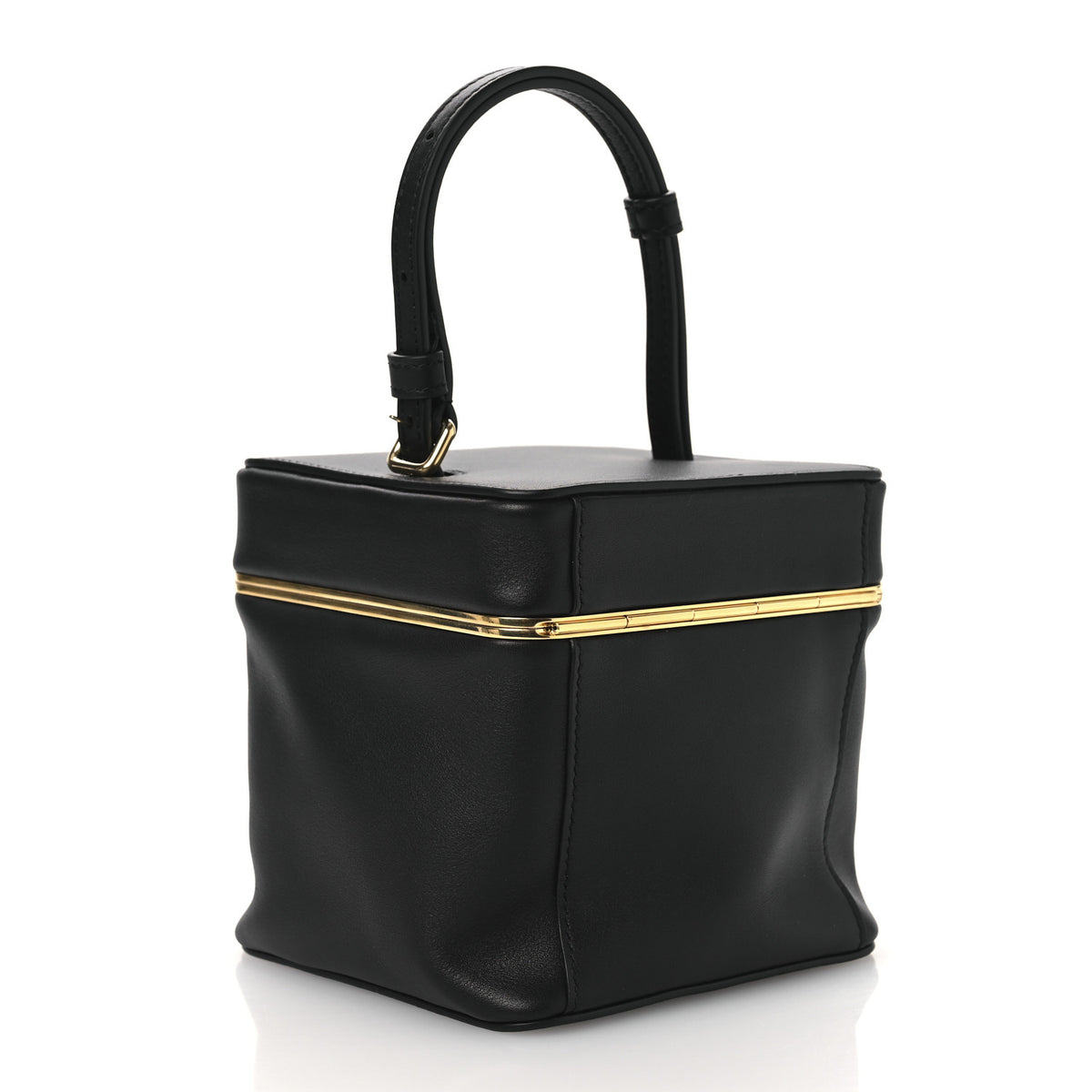 Supple Calfskin Cube Frame Bag Black