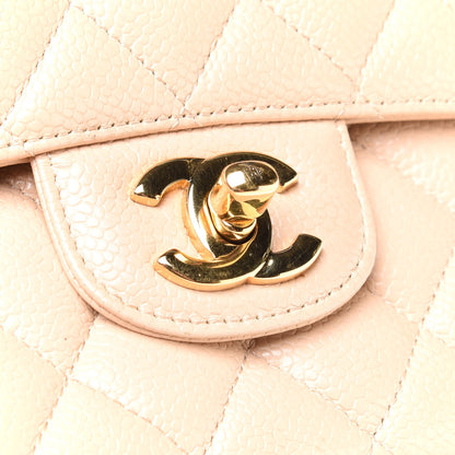 Chanel Caviar Quilted Medium Double Flap Beige 13 of 14