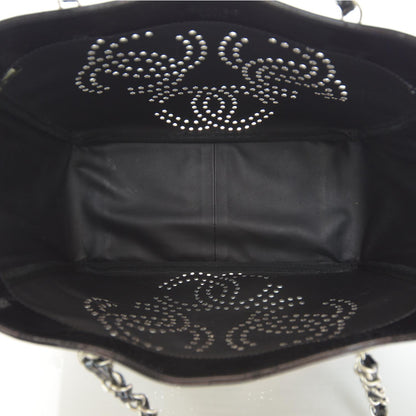 Chanel Patent Perforated CC Shopping Tote Black 6 of 6