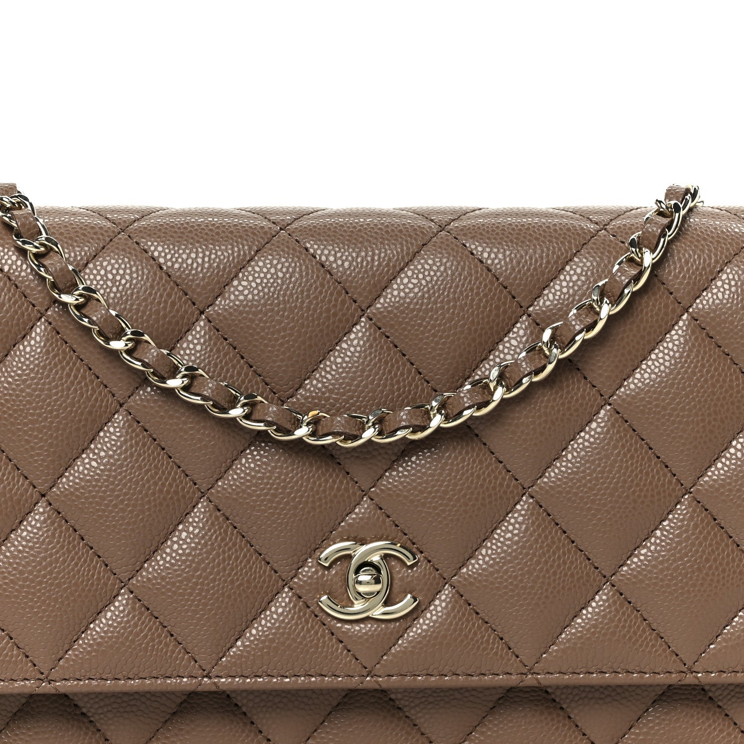 Chanel Caviar Quilted CC Turnlock Wallet On Chain WOC Brown 9 of 11