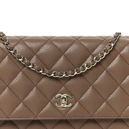 Chanel Caviar Quilted CC Turnlock Wallet On Chain WOC Brown 9 of 11