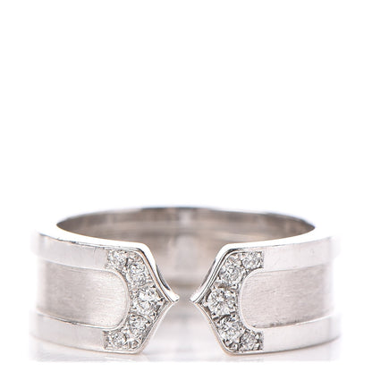 Cartier 18K White Gold Diamond 6.5mm Logo De Ring 49 4.75 1 of 8