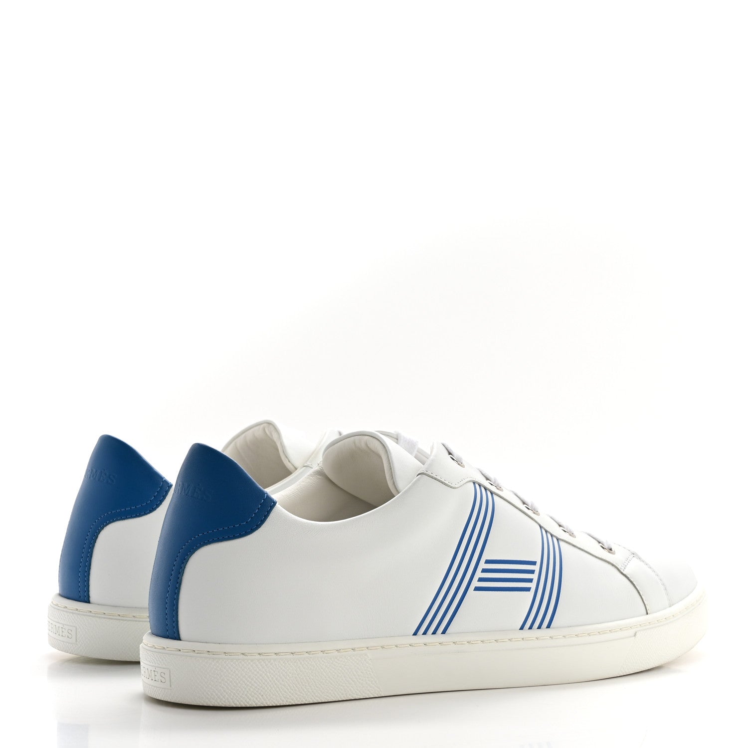 Hermes Calfskin Mens Advantage Sneakers 44 White Blue 4 of 9
