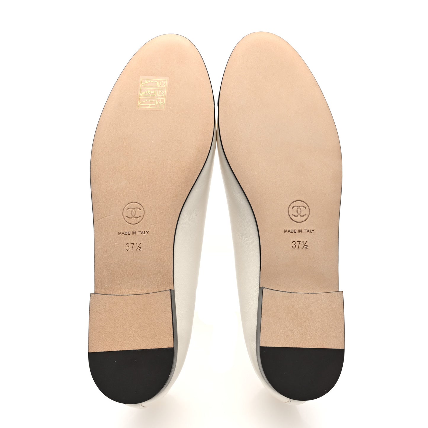 Lambskin Cap Toe CC Ballerina Flats 37.5 White Black