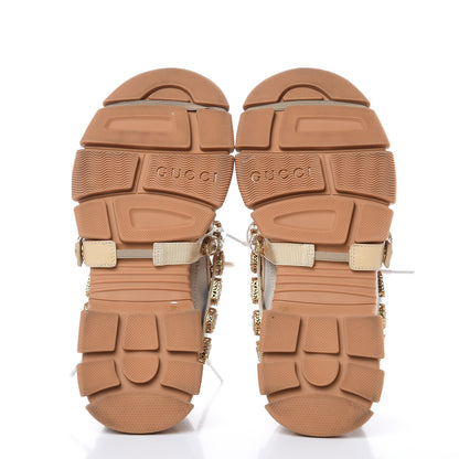 Gucci X SEGA Mesh Canvas Calfskin Removable Crystals Flashtrek Sneakers 38 Mystic White Oatmeal Sand Storm 5 of 8