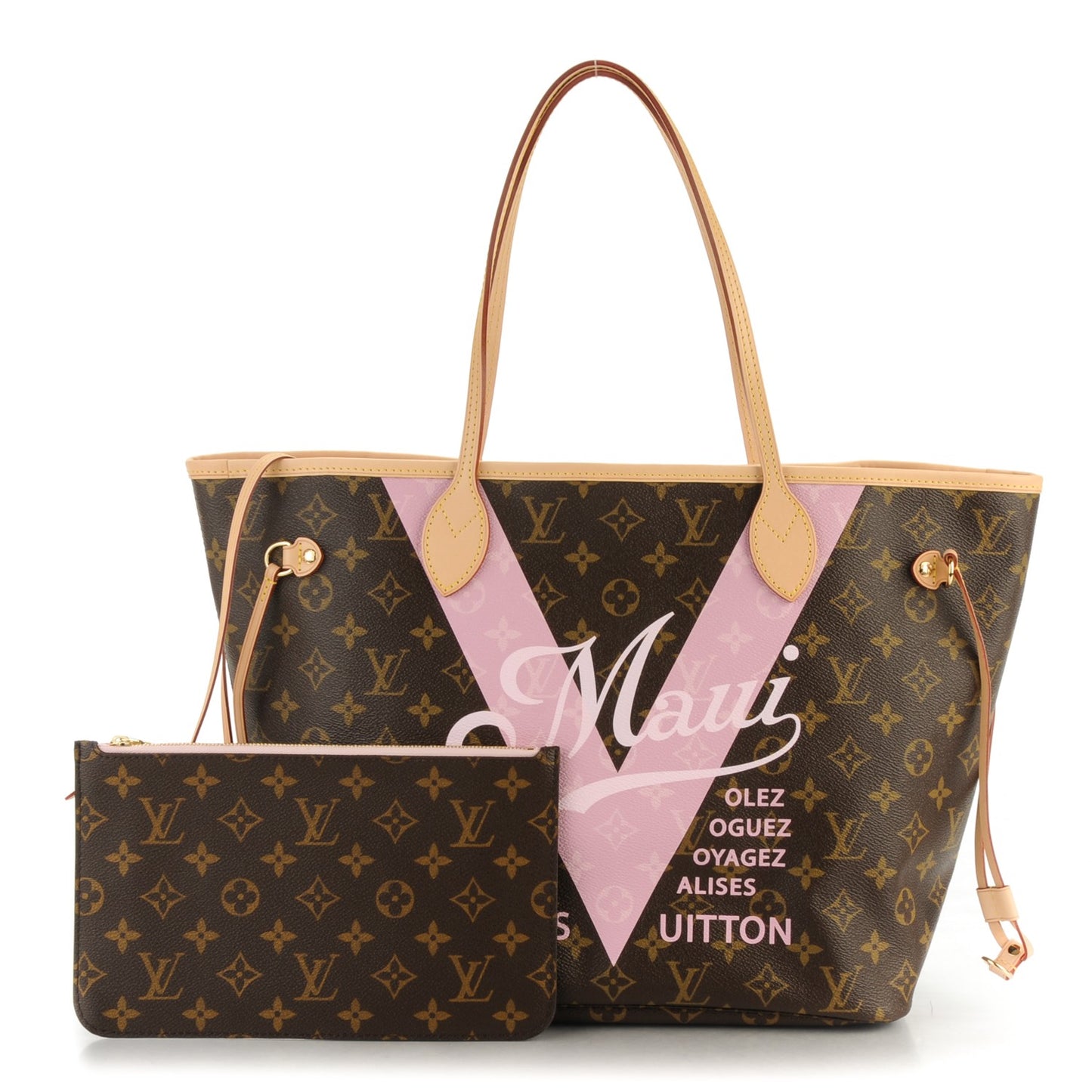 Monogram Maui V Neverfull MM Rose Ballerine