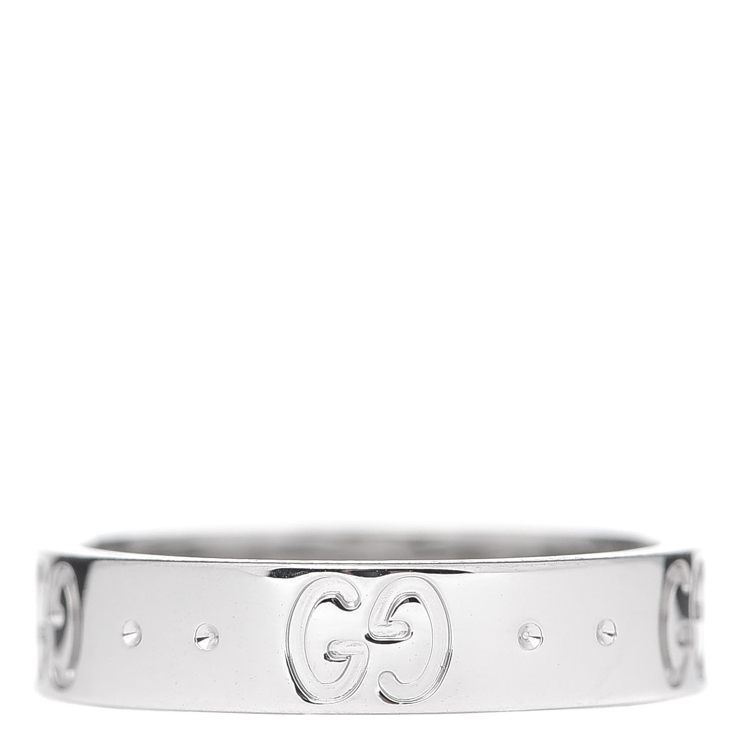 Gucci 18K White Gold 4mm Icon Thin Band Ring 49 4.75 3 of 6
