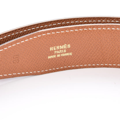 Hermes Courchevel Box 32mm Belt Strap 80 Gold Black 4 of 6