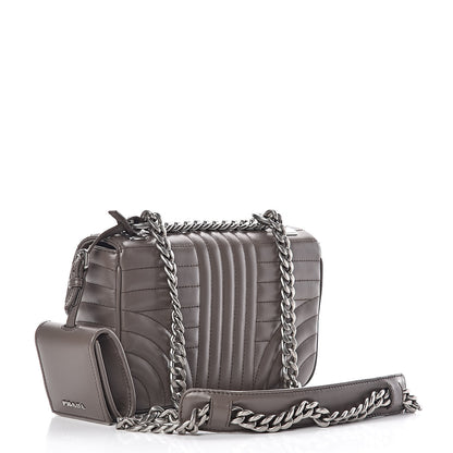 Prada Soft Calfskin Impunture Diagramme Small Chain Flap Shoulder Bag Bambu 3 of 9