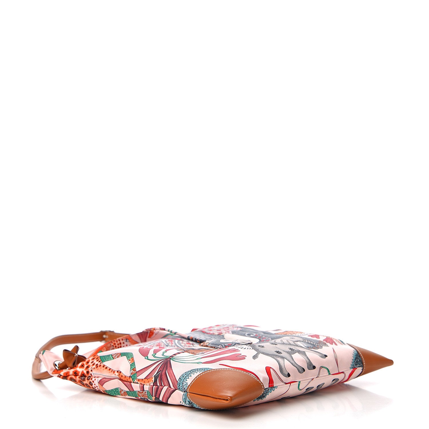 Hermes Silk La Marche Du Zambeze SilkyCity 33 PM Bag Rose Pale Rouge Vert 3 of 10