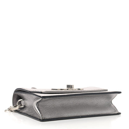 Miu Miu Metallic Goatskin Madras Mini Miu Logo Shoulder Bag Cromo 3 of 8