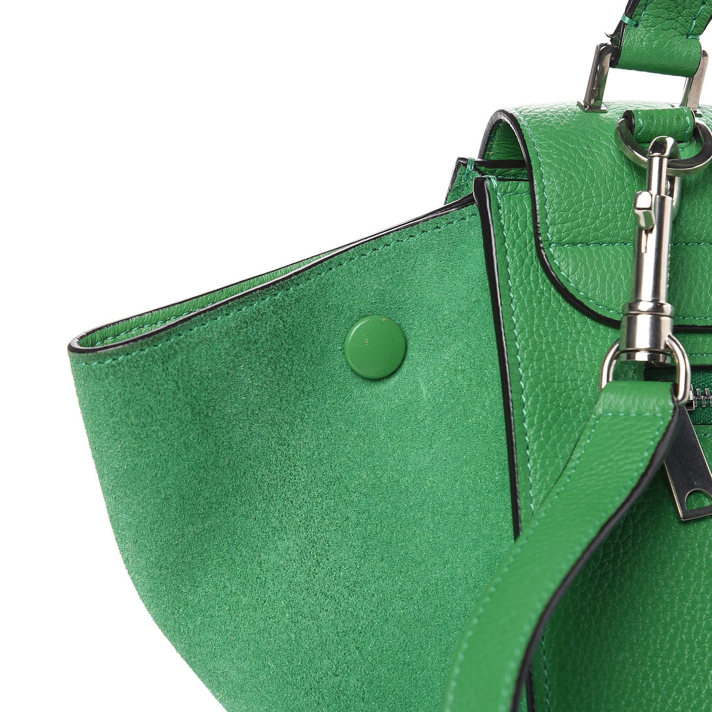 Drummed Calfskin Suede Small Trapeze Mint
