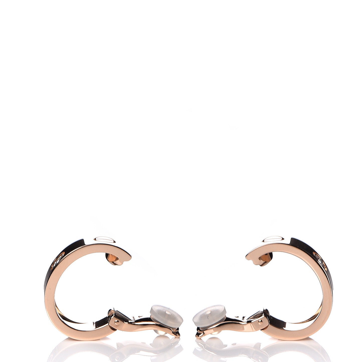 18K Pink Gold 2 Diamond 5.5mm LOVE Hoop Clip-On Earrings