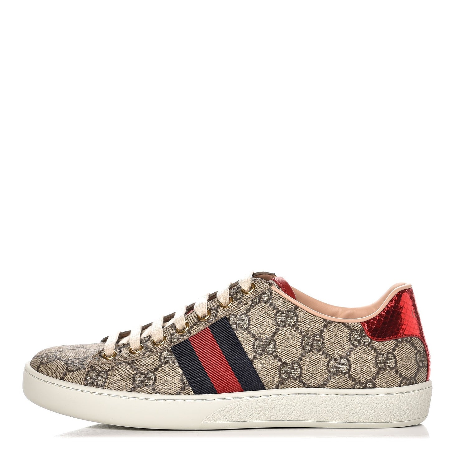GG Supreme Monogram Ace Low-Top Sneaker 37 Beige