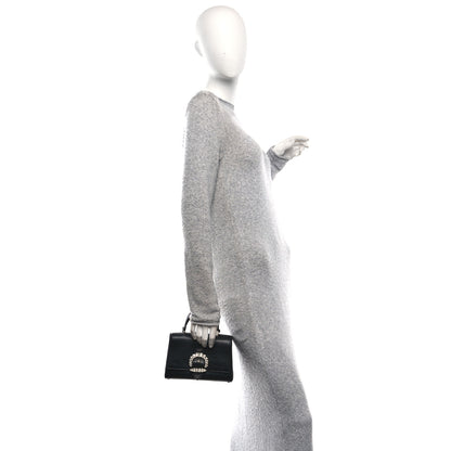 Jimmy Choo Calfskin Crystal Small Cheri Top Handle Bag Black 2 of 13
