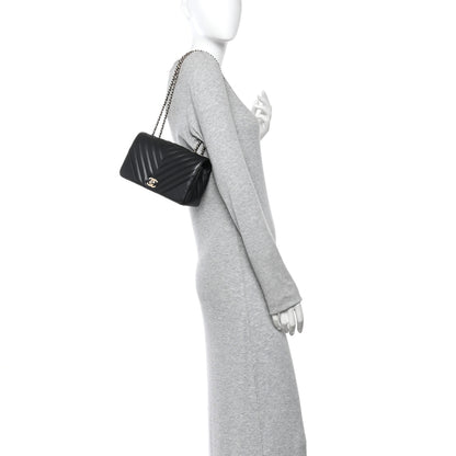 Chanel Calfskin Chevron Quilted Mini Statement Flap Black 2 of 13