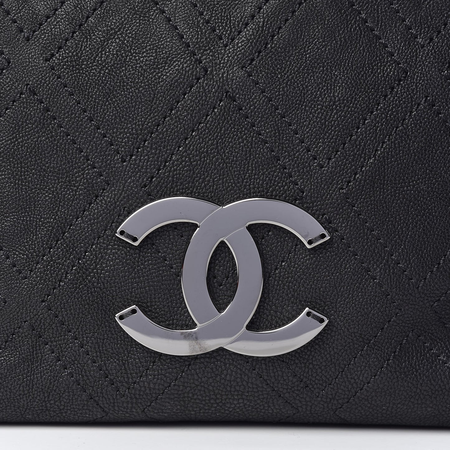 Calfskin Large Diamond Stitch Tote Black