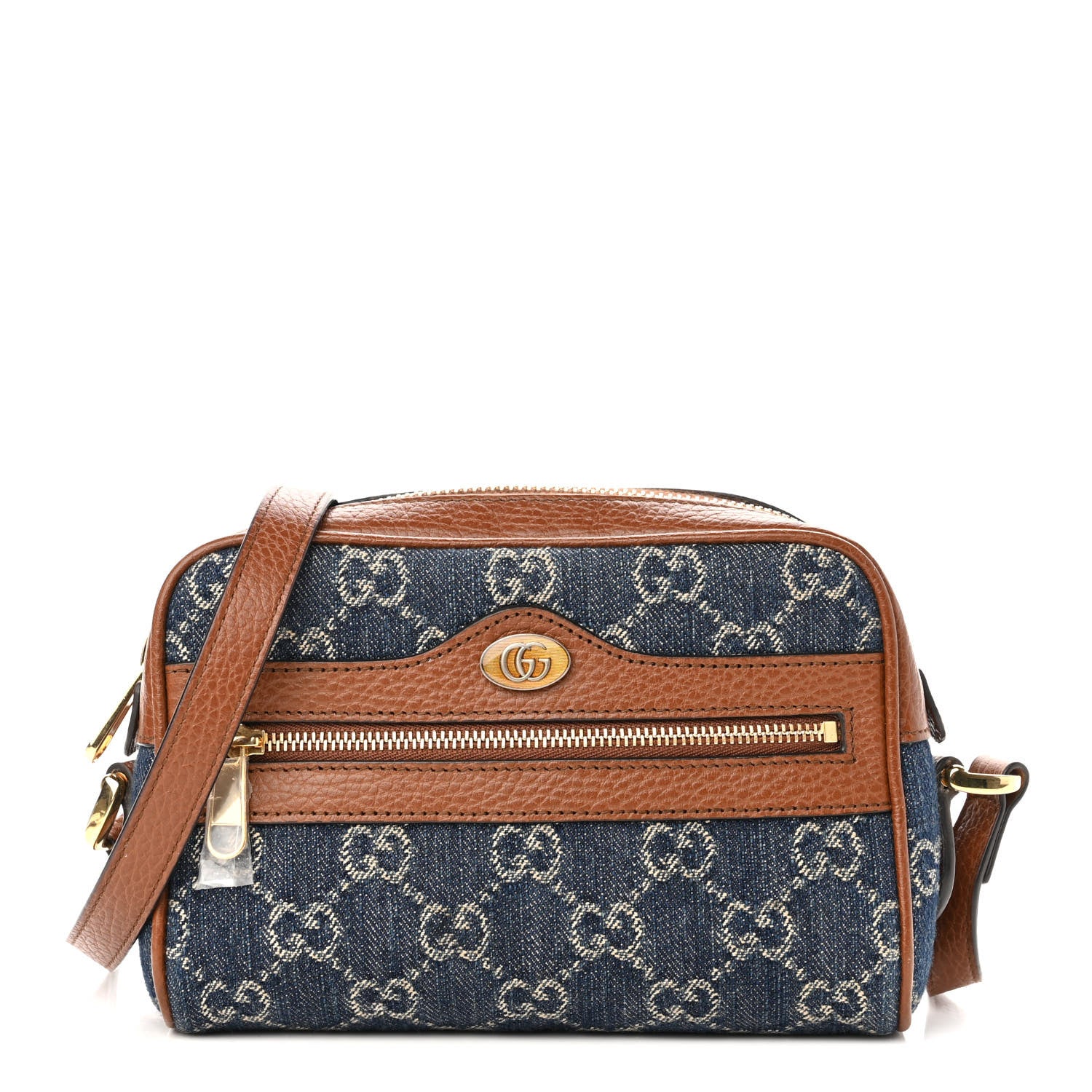Gucci New Denim GG Monogram Dollar Calfskin Mini Ophidia Shoulder Bag Blue Tea Cuir Epilog 1 of 12