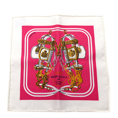 Hermes Silk Brides De Gala Nano Scarf 20 White Rose Fuchsia Or 1 of 4