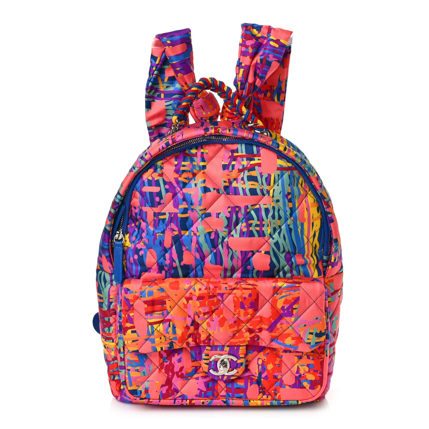 Foulard Fabric Quilted Printed Backpack Pink