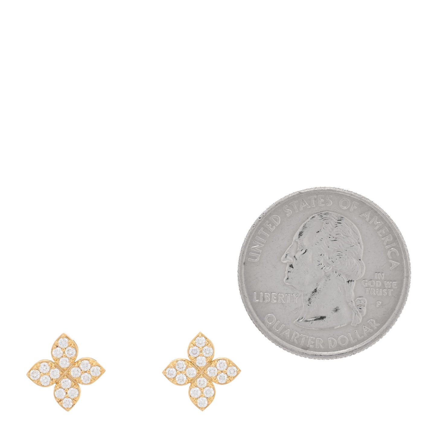 18K Yellow Gold Diamond Medium Love in Verona Flower Stud Earrings