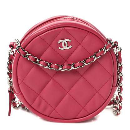 Chanel Lambskin Quilted Round Clutch With Chain Pink 1 of 9